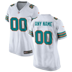 Miami Dolphins Women's Alternate Custom Game Jersey - White - Nike