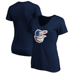 Baltimore Orioles Logo Women's Banner Wave V-Neck T-Shirt Discount