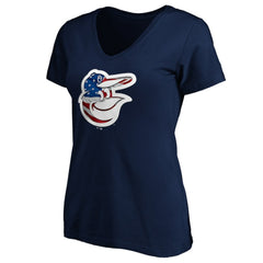 Baltimore Orioles Logo Women's Banner Wave V-Neck T-Shirt Discount