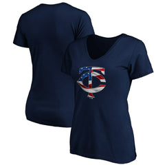 Minnesota Twins Logo Women's Banner Wave V-Neck T-Shirt for sale