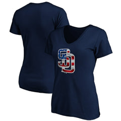 San Diego Padres Logo Women's Banner Wave V-Neck T-Shirt for sale