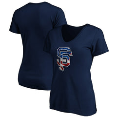 San Francisco Giants Logo Women's Banner Wave V-Neck T-Shirt Discount