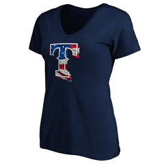 Texas Rangers Logo Women's Banner Wave V-Neck T-Shirt Near Me