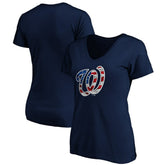 Washington Nationals Logo Women's Banner Wave V-Neck T-Shirt Sale