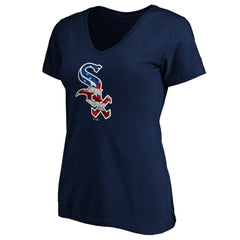 Chicago White Sox Logo Women's Banner Wave V-Neck T-Shirt Online