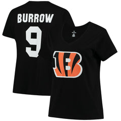 Joe Burrow Cincinnati Bengals Women's Plus Size Name & Number V-Neck T-Shirt - Black - Fanatics