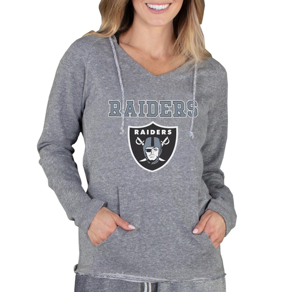 Las Vegas Raiders Concepts Sport Women's Mainstream Tri-Blend Raglan Hoodie V-Neck Top - Gray - NFL