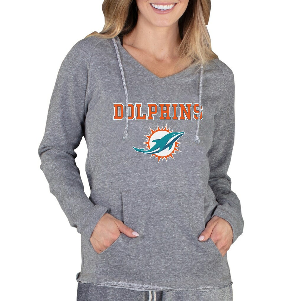 Miami Dolphins Concepts Sport Women's Mainstream Tri-Blend Raglan Hoodie V-Neck Top - Gray - NFL