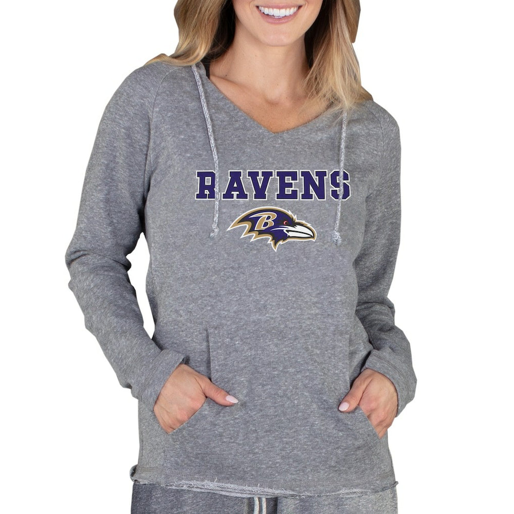 Baltimore Ravens Concepts Sport Women's Mainstream Tri-Blend Raglan Hoodie V-Neck Top - Gray - NFL