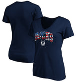 Milwaukee Bucks Women's Banner Wave V-Neck T-Shirt Navy