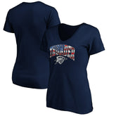 Oklahoma City Thunder Women's Banner Wave V-Neck T-Shirt Navy
