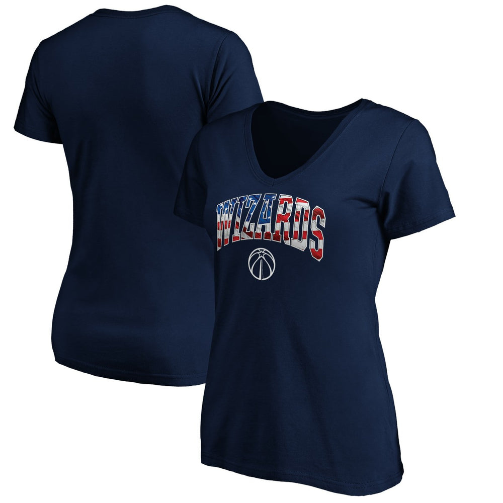 Washington Wizards Women's Banner Wave V-Neck T-Shirt Navy