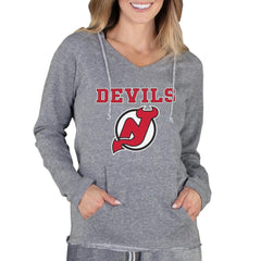 New Jersey Devils Concepts Sport Women's Mainstream Terry Tri-Blend Long Sleeve Hooded Top - Gray | NHL on sale