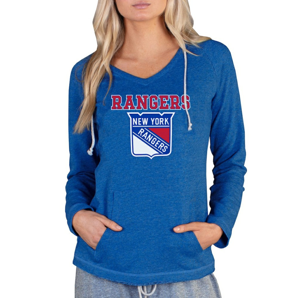 New York Rangers Concepts Sport Women's Mainstream Terry Tri-Blend Long Sleeve Hooded Top - Royal | NHL discount