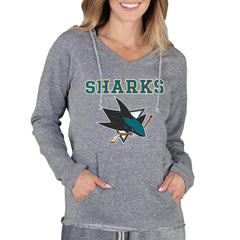 San Jose Sharks Concepts Sport Women's Mainstream Terry Tri-Blend Long Sleeve Hooded Top - Gray | NHL near me
