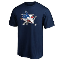 San Jose Sharks Banner Wave Logo T-Shirt - Navy | NHL Clearance