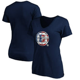 Boston Bruins Women's Banner Wave Logo V-Neck T-Shirt T-Shirt - Navy | NHL on sale