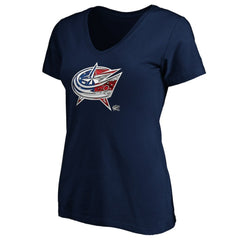 Columbus Blue Jackets Women's Banner Wave Logo V-Neck T-Shirt T-Shirt - Navy | NHL sale