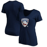 Florida Panthers Women's Banner Wave Logo V-Neck T-Shirt T-Shirt - Navy | NHL on sale