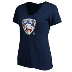 Florida Panthers Women's Banner Wave Logo V-Neck T-Shirt T-Shirt - Navy | NHL on sale