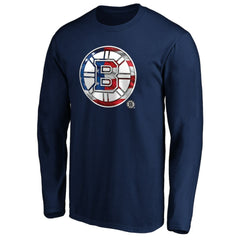 Boston Bruins Banner Wave Logo Long Sleeve T-Shirt - Navy | NHL on sale