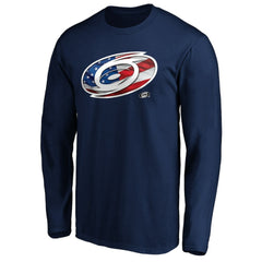 Carolina Hurricanes Banner Wave Logo Long Sleeve T-Shirt - Navy | NHL online