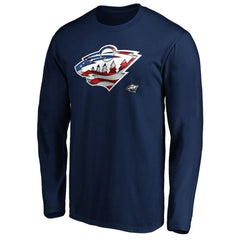 Minnesota Wild Banner Wave Logo Long Sleeve T-Shirt - Navy | NHL sale