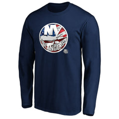 New York Islanders Banner Wave Logo Long Sleeve T-Shirt - Navy | NHL sale