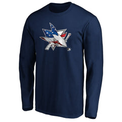 San Jose Sharks Banner Wave Logo Long Sleeve T-Shirt - Navy | NHL Lifestyle