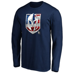 Vegas Golden Knights Banner Wave Logo Long Sleeve T-Shirt - Navy | NHL sale