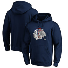 Chicago Blackhawks Banner Wave Logo Pullover Hoodie - Navy | NHL Lifestyle