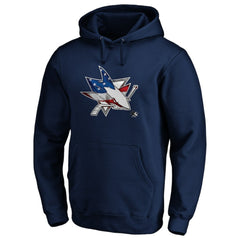 San Jose Sharks Banner Wave Logo Pullover Hoodie - Navy | NHL sale