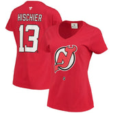Nico Hischier New Jersey Devils Fanatics Women's Name & Number Logo V-Neck T-Shirt - Red | Fanatics discount