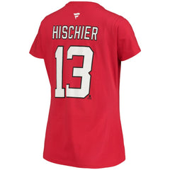 Nico Hischier New Jersey Devils Fanatics Women's Name & Number Logo V-Neck T-Shirt - Red | Fanatics discount