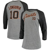Evan Longoria San Francisco Giants 5th & Ocean by New Era Women's Script Name & Number Raglan Tri-Blend 3/4-Sleeve T-Shirt Outlet