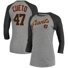 Johnny Cueto San Francisco Giants 5th & Ocean by New Era Women's Script Name & Number Raglan Tri-Blend 3/4-Sleeve T-Shirt Sale