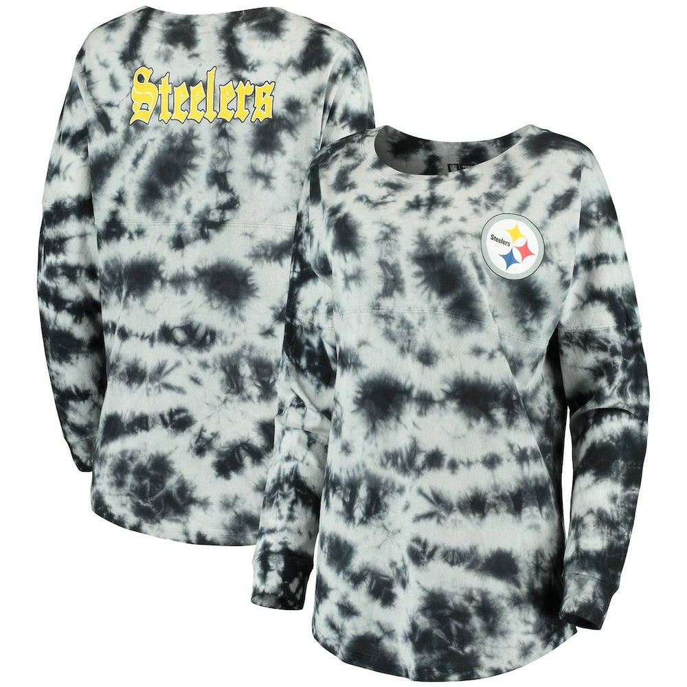 Pittsburgh Steelers New Era Women's Tie-Dye Long Sleeve T-Shirt - Black - NFL