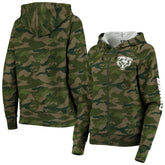 Chicago Bears New Era Women's Raglan Full-Zip Hoodie - Camo - NFL