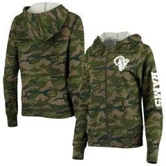 Los Angeles Rams New Era Women's Raglan Full-Zip Hoodie - Camo - NFL
