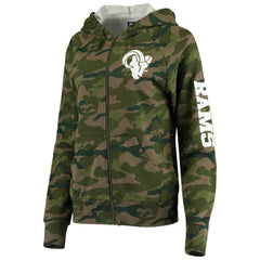 Los Angeles Rams New Era Women's Raglan Full-Zip Hoodie - Camo - NFL