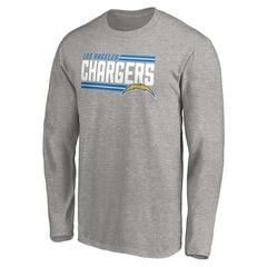 Los Angeles Chargers On Side Stripe Long Sleeve T-Shirt - Heathered Gray - Fanatics
