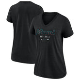 Miami Marlins Nike Women's Authentic Collection Tri-Blend V-Neck T-Shirt for sale