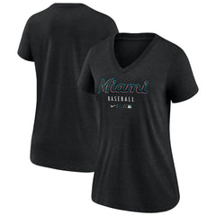 Miami Marlins Nike Women's Authentic Collection Tri-Blend V-Neck T-Shirt for sale