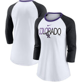 Colorado Rockies Nike Women's Color Split Tri-Blend 3/4-Sleeve Raglan T-Shirt Sale