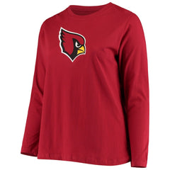 Arizona Cardinals Women's Plus Size Primary Logo Long Sleeve Scoop Neck T-Shirt - Cardinal - Fanatics