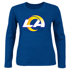 Los Angeles Rams Women's Plus Size Primary Logo Long Sleeve Scoop Neck T-Shirt - Royal - Fanatics