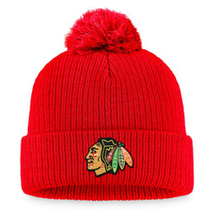 Chicago Blackhawks Fanatics Primary Logo Cuffed Knit Hat with Pom - Red | Fanatics discount