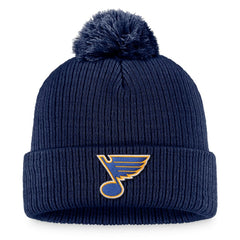 St. Louis Blues Fanatics Primary Logo Cuffed Knit Hat with Pom - Navy | Fanatics discount