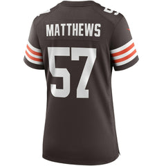Clay Matthews Cleveland Browns Women's Game Retired Player Jersey - Brown - Nike