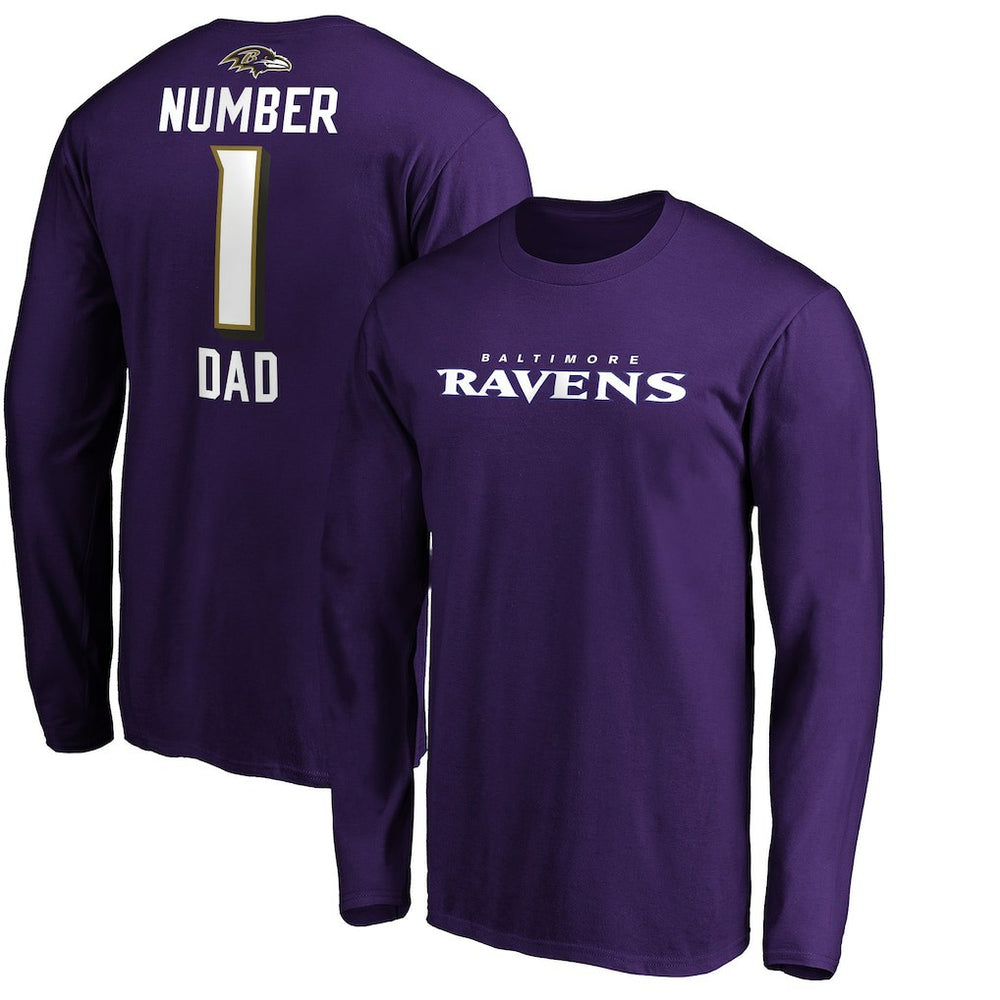 Baltimore Ravens #1 Dad Long Sleeve Team Logo T-Shirt - Purple - NFL